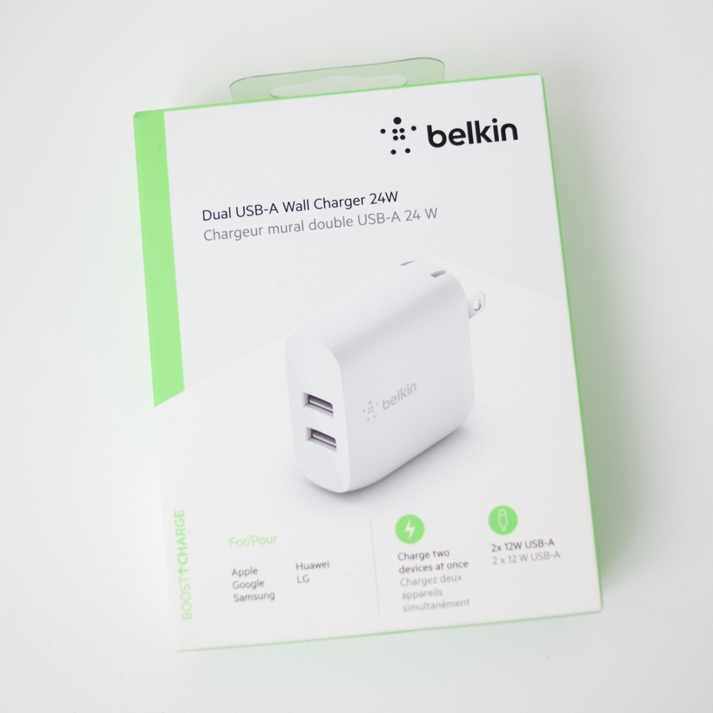 Belkin Dual USB-A Wall Charger 24W Double Samsung Apple‎ Google Universal